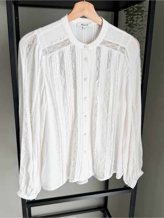 Tops - Madewell Lace Insert Button up Long Sleeve Top
